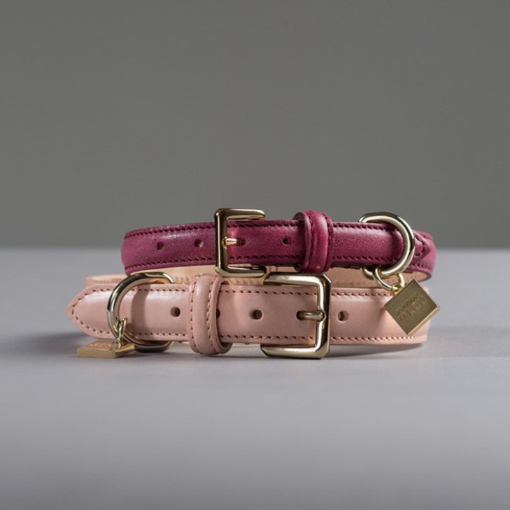 luxury-leather-dog-collars-strawberry-pink-rose-maison-lelou-valentines-presents-for-dogs