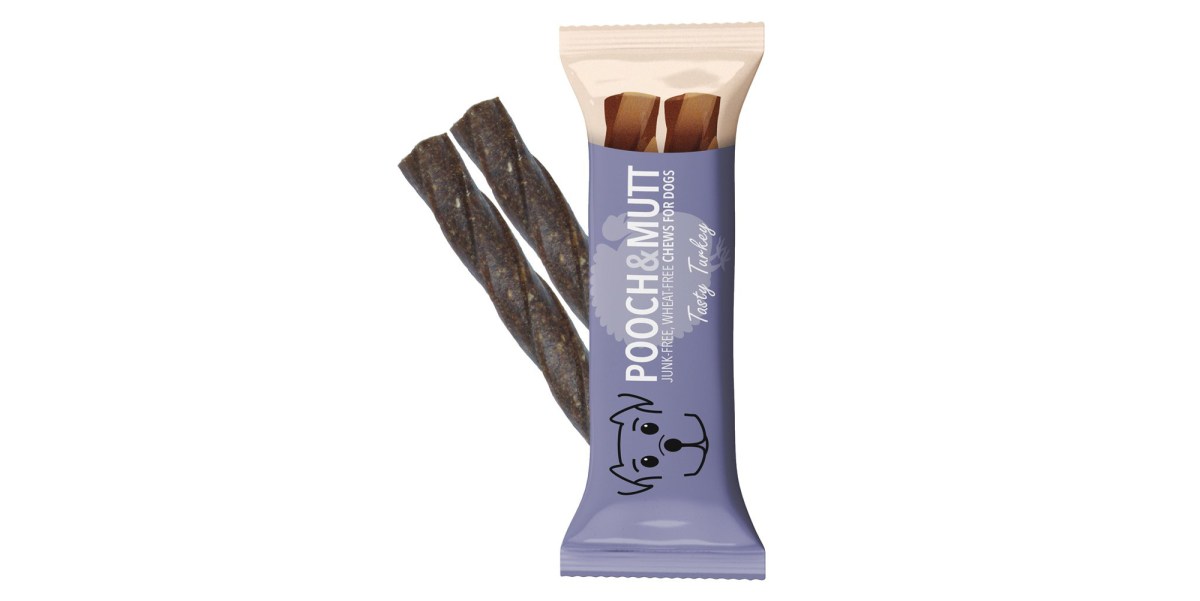pooch & mutt dental healthy dog chews, turkey flavour